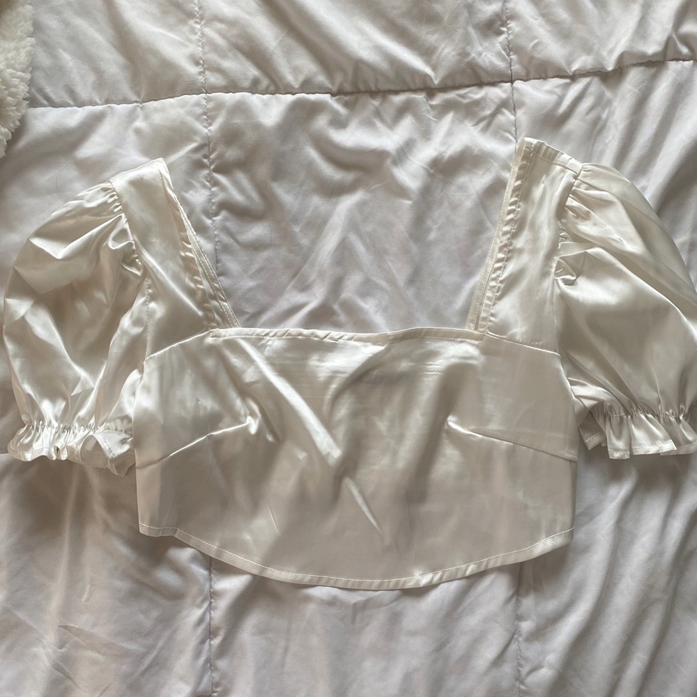 White Satin Princess Polly Crop Top